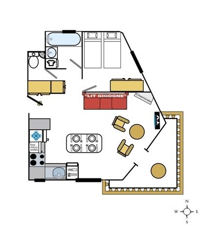 Two-room apartment, 45 sqm, Val d'Isere